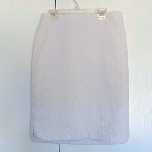 {Cato} White Lined Knee Length Skirt Textured